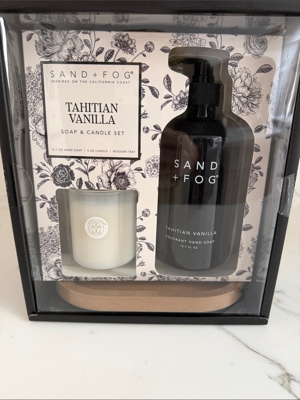 SAND + FOG Tahitian Vanilla Hand Soap & Candle Set - Black & White